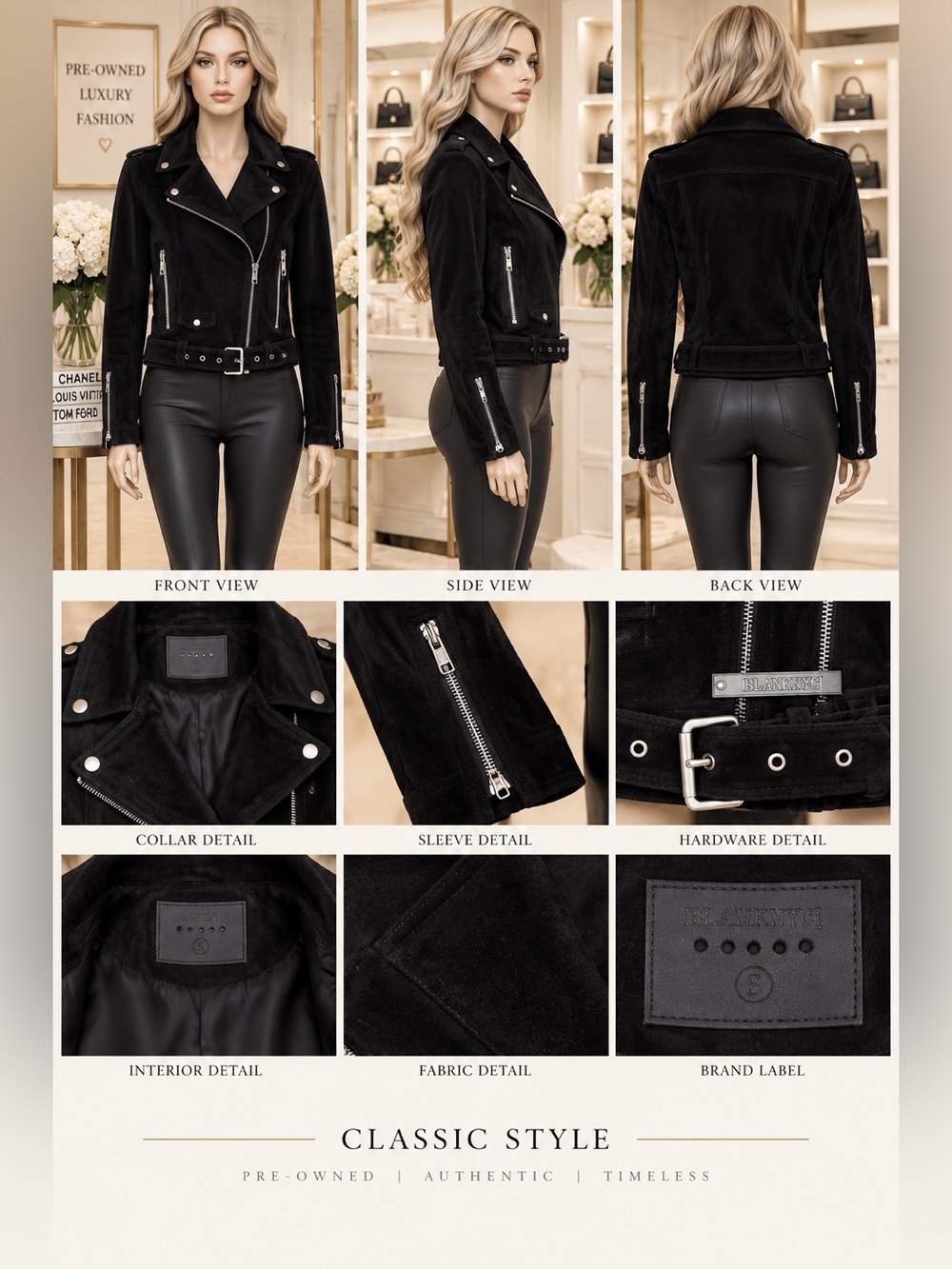 BlankNYC Suede Moto Jacket in color black